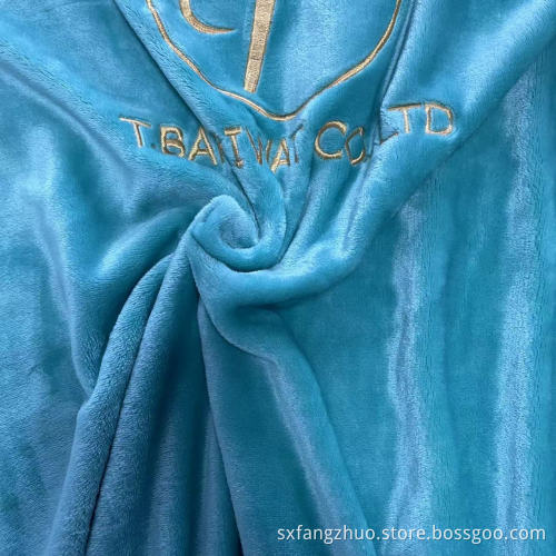 fashion soft solid embroidery logo flannel fleece blanket